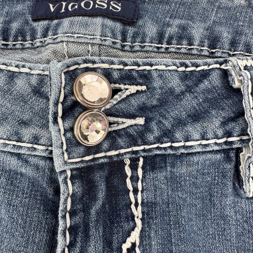 Vigoss‎ Chelsea Slim Boot Jeans Blue Contrast Stitch Bling Size 15/16 L35 (L32) - Picture 7 of 16